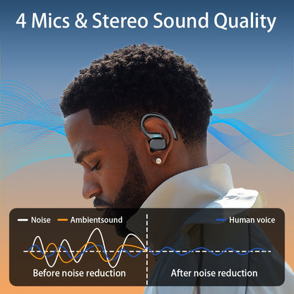 True Wireless Earbuds with Mic | LIFEBEE TWS In-Ear Headphones with ENC Noise Cancelling, LED Display Charging Case, Sport Earhook, Stereo Sound, Wireless Running Earbuds for Adults