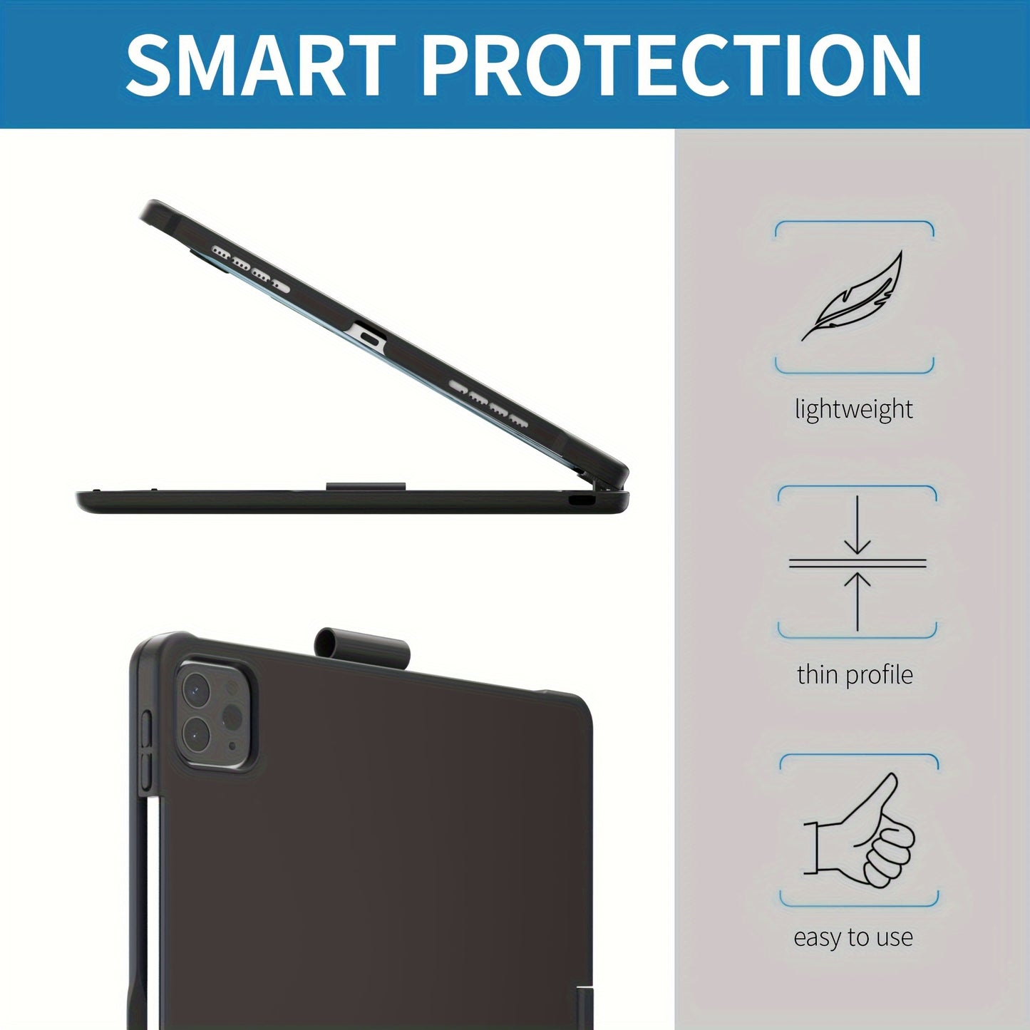 Tablet Turns Into A Laptop In Seconds With Multiple Support Options, Swivel Keyboard Case For Apple IPad Air 11 Inch 2024 & IPad Pro 11-inch (4th/3rd/2nd/1st) & IPad Air 5th 4th Generation; Rotatable Cover With Pencil Holder,