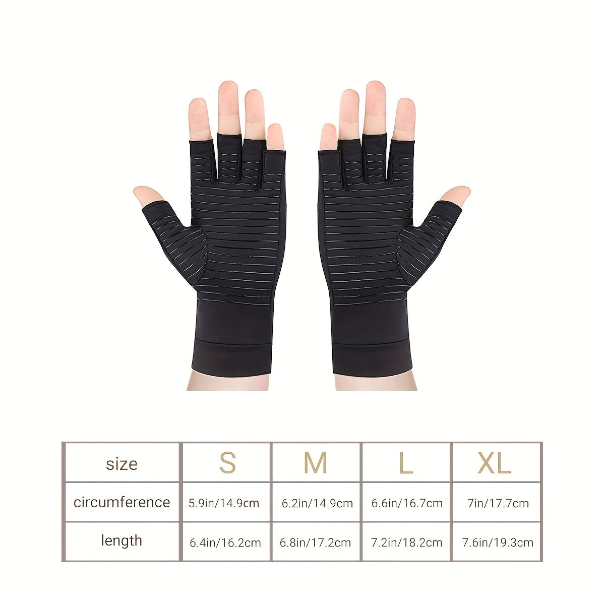 Unisex Half Finger Gloves, Copper Compression Gloves, For Hands Joint Support, Cycling, Biking, Driving, Exercise, Training & Fitness
