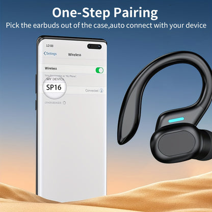 True Wireless Earbuds with Mic | LIFEBEE TWS In-Ear Headphones with ENC Noise Cancelling, LED Display Charging Case, Sport Earhook, Stereo Sound, Wireless Running Earbuds for Adults