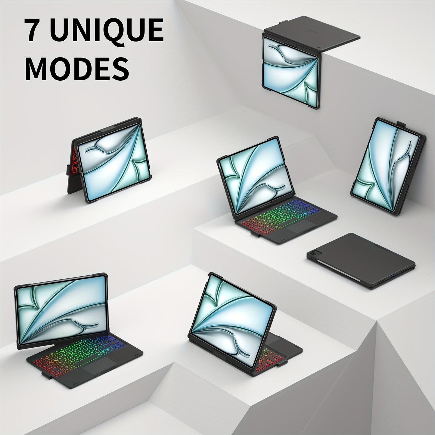 Tablet Turns Into A Laptop In Seconds With Multiple Support Options, Swivel Keyboard Case For Apple IPad Air 11 Inch 2024 & IPad Pro 11-inch (4th/3rd/2nd/1st) & IPad Air 5th 4th Generation; Rotatable Cover With Pencil Holder,