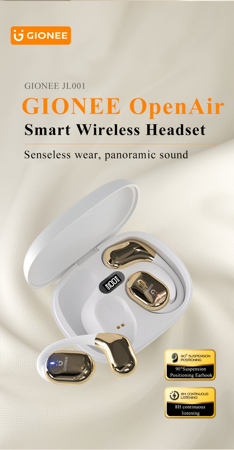 Gionee001True Wireless Earbuds With Mic, TWS In-Ear Headphones With ENC Noise Cancelling Mic, Sport Earhook Headset, Stereo In Ear Headphones With LED Display Charing Case, Wireless Running Sports Earbuds Earhook