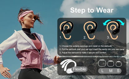 LIFEBEE New Wireless Earbuds for Running Sports, Wireless Earphones with Earhooks Pure Bass Sound, Over Ear Headphones with Dual-LED Display, Noise Cancelling Headset Earphones Built-in Microphone