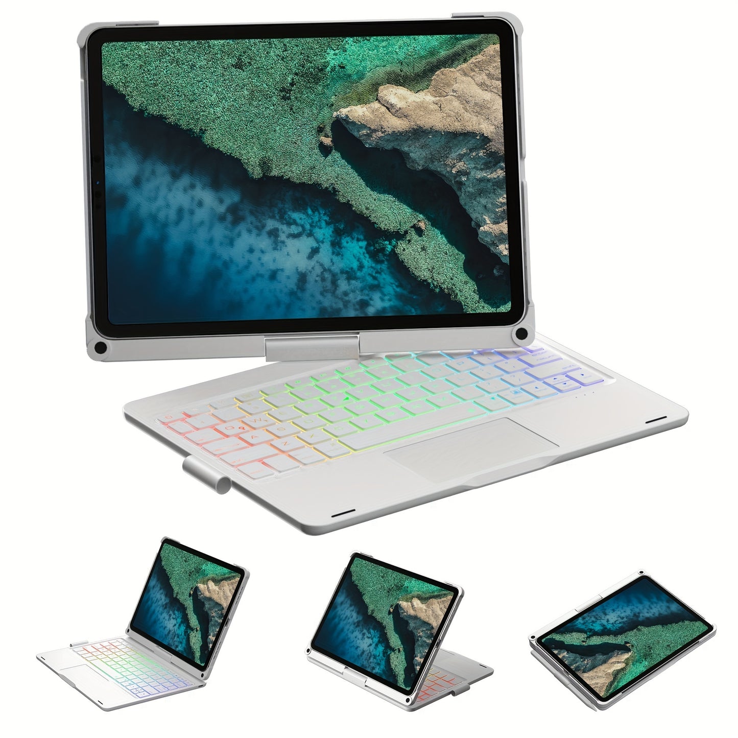 Tablet Turns Into A Laptop In Seconds With Multiple Support Options, Swivel Keyboard Case For Apple IPad Air 11 Inch 2024 & IPad Pro 11-inch (4th/3rd/2nd/1st) & IPad Air 5th 4th Generation; Rotatable Cover With Pencil Holder,