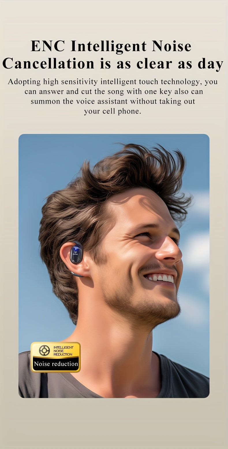 Gionee001True Wireless Earbuds With Mic, TWS In-Ear Headphones With ENC Noise Cancelling Mic, Sport Earhook Headset, Stereo In Ear Headphones With LED Display Charing Case, Wireless Running Sports Earbuds Earhook