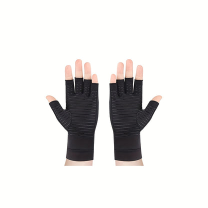 Unisex Half Finger Gloves, Copper Compression Gloves, For Hands Joint Support, Cycling, Biking, Driving, Exercise, Training & Fitness