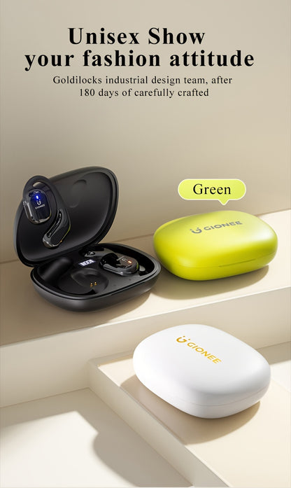 Gionee001True Wireless Earbuds With Mic, TWS In-Ear Headphones With ENC Noise Cancelling Mic, Sport Earhook Headset, Stereo In Ear Headphones With LED Display Charing Case, Wireless Running Sports Earbuds Earhook
