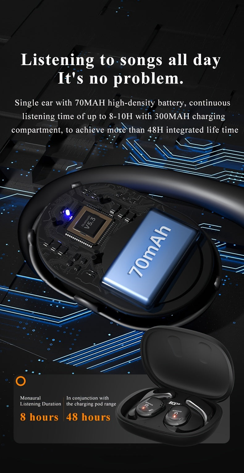 Gionee001True Wireless Earbuds With Mic, TWS In-Ear Headphones With ENC Noise Cancelling Mic, Sport Earhook Headset, Stereo In Ear Headphones With LED Display Charing Case, Wireless Running Sports Earbuds Earhook