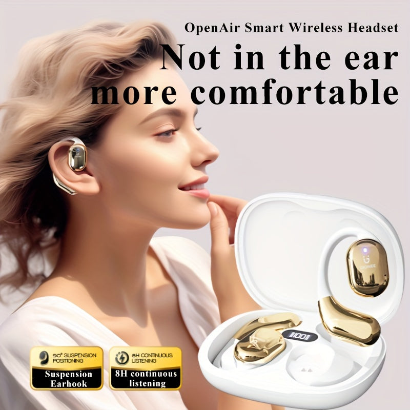 Gionee001True Wireless Earbuds With Mic, TWS In-Ear Headphones With ENC Noise Cancelling Mic, Sport Earhook Headset, Stereo In Ear Headphones With LED Display Charing Case, Wireless Running Sports Earbuds Earhook