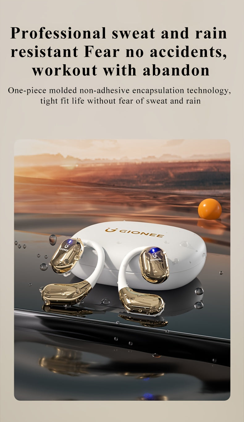 Gionee001True Wireless Earbuds With Mic, TWS In-Ear Headphones With ENC Noise Cancelling Mic, Sport Earhook Headset, Stereo In Ear Headphones With LED Display Charing Case, Wireless Running Sports Earbuds Earhook