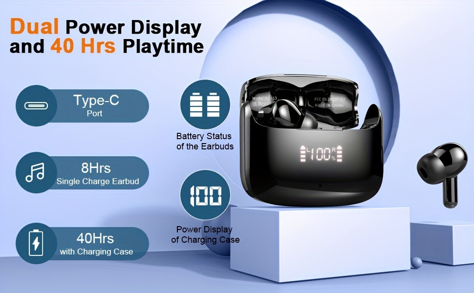 LIFEBEE Wireless Earbuds LED Power Display with Wireless Charging Case In-Ear Earbuds