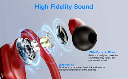 LIFEBEE New Wireless Earbuds for Running Sports, Wireless Earphones with Earhooks Pure Bass Sound, Over Ear Headphones with Dual-LED Display, Noise Cancelling Headset Earphones Built-in Microphone