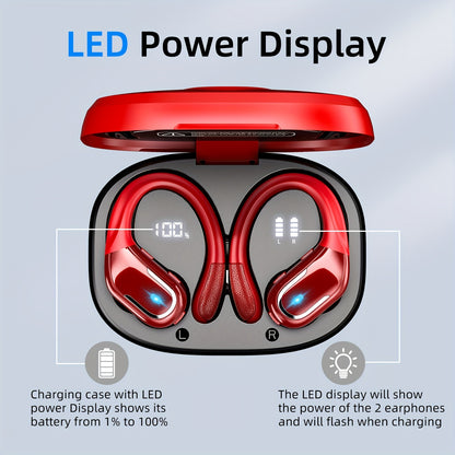 LIFEBEE New Wireless Earbuds for Running Sports, Wireless Earphones with Earhooks Pure Bass Sound, Over Ear Headphones with Dual-LED Display, Noise Cancelling Headset Earphones Built-in Microphone