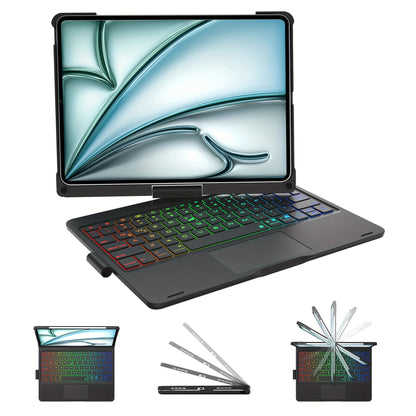 Tablet Turns Into A Laptop In Seconds With Multiple Support Options, Swivel Keyboard Case For Apple IPad Air 11 Inch 2024 & IPad Pro 11-inch (4th/3rd/2nd/1st) & IPad Air 5th 4th Generation; Rotatable Cover With Pencil Holder,