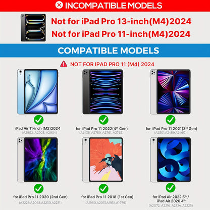 Tablet Turns Into A Laptop In Seconds With Multiple Support Options, Swivel Keyboard Case For Apple IPad Air 11 Inch 2024 & IPad Pro 11-inch (4th/3rd/2nd/1st) & IPad Air 5th 4th Generation; Rotatable Cover With Pencil Holder,