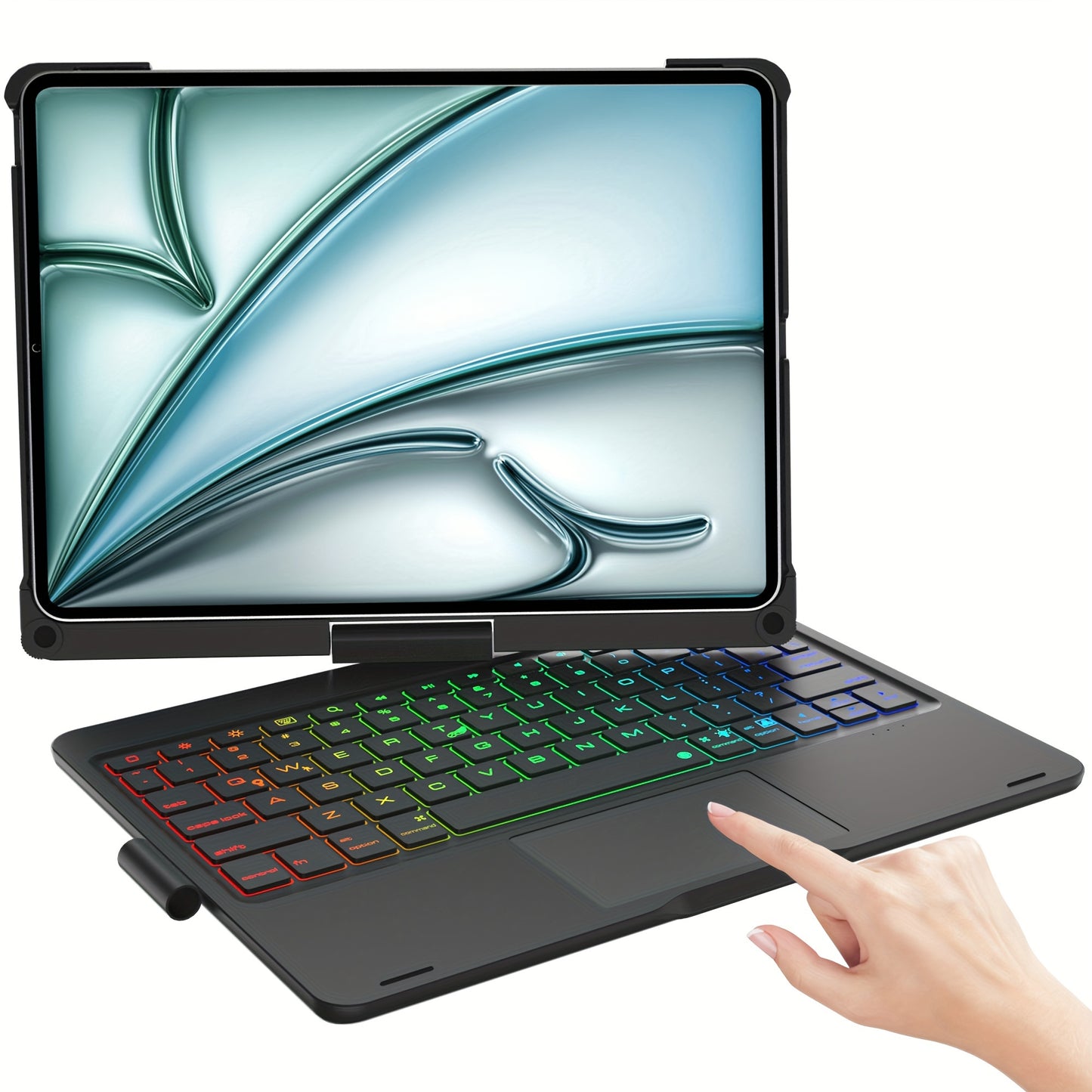 Tablet Turns Into A Laptop In Seconds With Multiple Support Options, Swivel Keyboard Case For Apple IPad Air 11 Inch 2024 & IPad Pro 11-inch (4th/3rd/2nd/1st) & IPad Air 5th 4th Generation; Rotatable Cover With Pencil Holder,