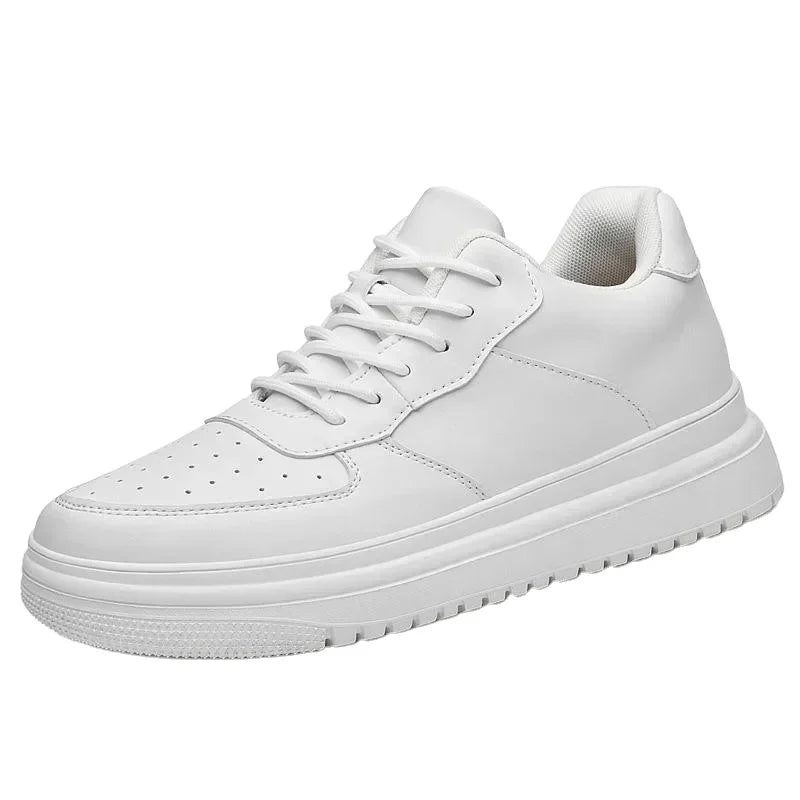 Men's Chunky Sneakers 10cm Women's Invisible Elevator Sneakers Unisex White Leather Platform Shoes Plus Size 46