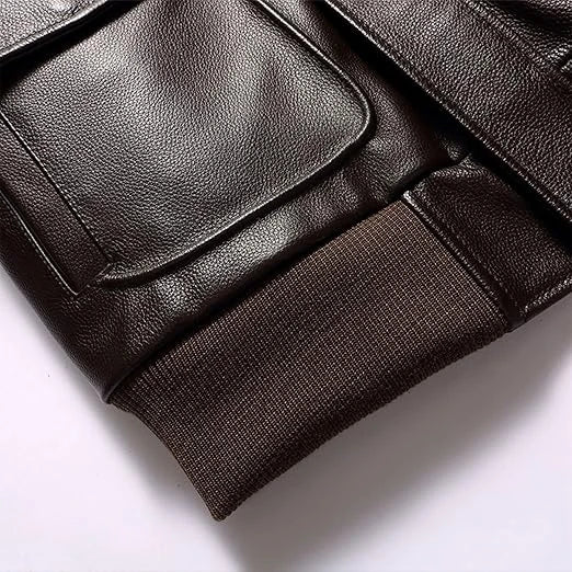 Custom Men's Genuine Leather Bomber Jacket with Detachable Fur Collar Winter Warm Fleece Lined Motorcycle Jacket High Quality