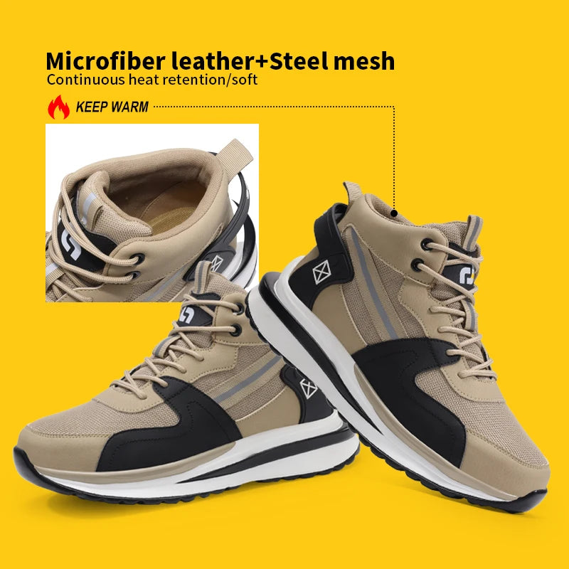 GUYISA Anti-Puncture Safety Shoes with Microfiber Upper Functional Work Boots with Steel Insole PU Outsole New Style
