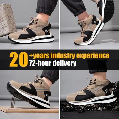 GUYISA Anti-Puncture Safety Shoes with Microfiber Upper Functional Work Boots with Steel Insole PU Outsole New Style