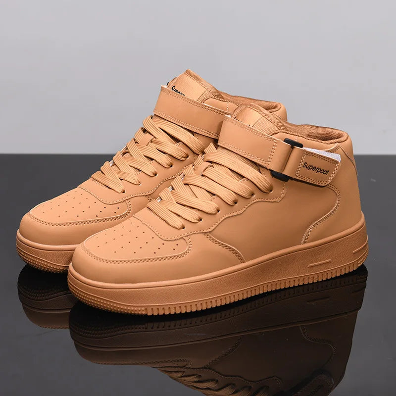 Men's High-Top Sneakers White Breathable Sports Shoes Slip-On Mesh Inner Height Increase for Couples  Air Shoes