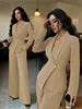 2025 Autumn Cross-border European American Women's Suit Elegant Fashion Long-sleeved Jacket Straight Pants Two-piece Set Velour
