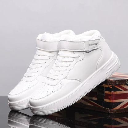 Men's High-Top Sneakers White Breathable Sports Shoes Slip-On Mesh Inner Height Increase for Couples  Air Shoes
