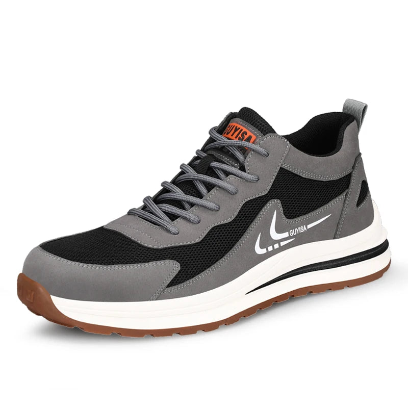 GUYISA Anti-Puncture Safety Shoes with Microfiber Upper Functional Work Boots with Steel Insole PU Outsole New Style