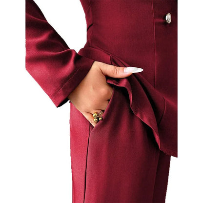 2025 Autumn Cross-border European American Women's Suit Elegant Fashion Long-sleeved Jacket Straight Pants Two-piece Set Velour