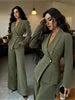 2025 Autumn Cross-border European American Women's Suit Elegant Fashion Long-sleeved Jacket Straight Pants Two-piece Set Velour