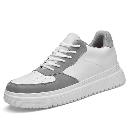 Men's Chunky Sneakers 10cm Women's Invisible Elevator Sneakers Unisex White Leather Platform Shoes Plus Size 46