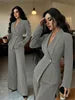 2025 Autumn Cross-border European American Women's Suit Elegant Fashion Long-sleeved Jacket Straight Pants Two-piece Set Velour
