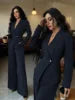 2025 Autumn Cross-border European American Women's Suit Elegant Fashion Long-sleeved Jacket Straight Pants Two-piece Set Velour