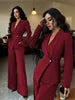 2025 Autumn Cross-border European American Women's Suit Elegant Fashion Long-sleeved Jacket Straight Pants Two-piece Set Velour