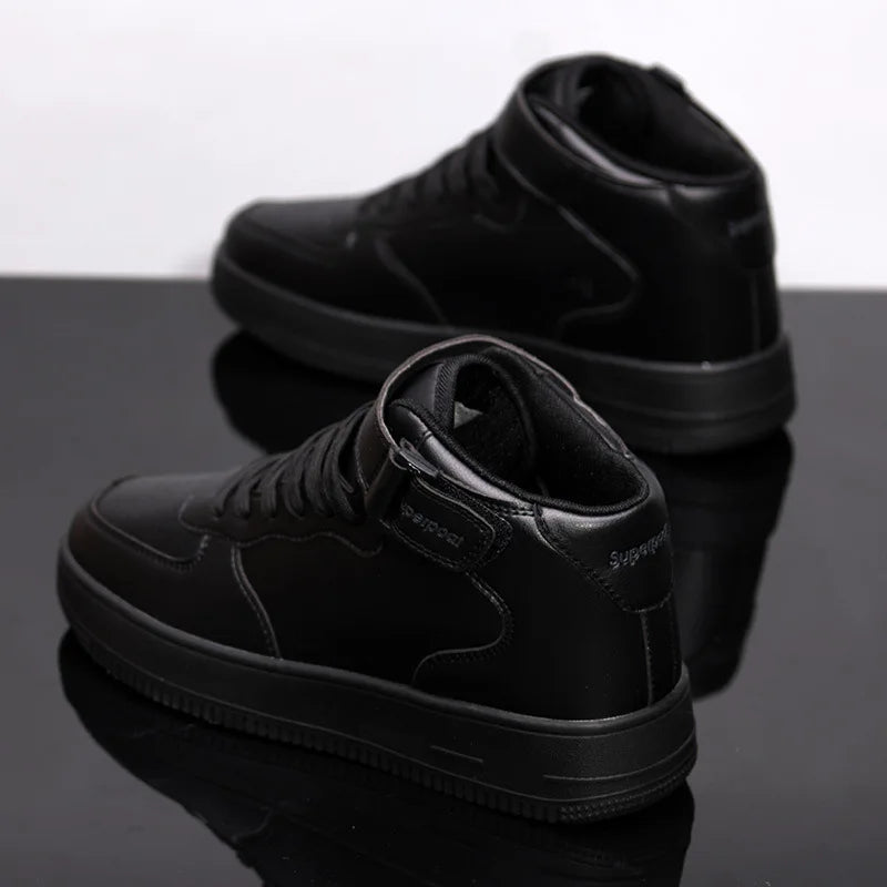 Men's High-Top Sneakers White Breathable Sports Shoes Slip-On Mesh Inner Height Increase for Couples  Air Shoes