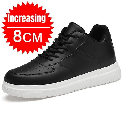 Men's Chunky Sneakers 10cm Women's Invisible Elevator Sneakers Unisex White Leather Platform Shoes Plus Size 46