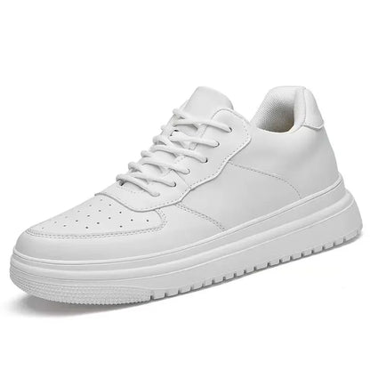 Men's Chunky Sneakers 10cm Women's Invisible Elevator Sneakers Unisex White Leather Platform Shoes Plus Size 46