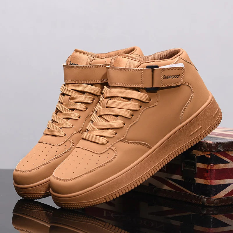 Men's High-Top Sneakers White Breathable Sports Shoes Slip-On Mesh Inner Height Increase for Couples  Air Shoes