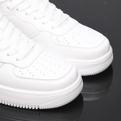 Men's High-Top Sneakers White Breathable Sports Shoes Slip-On Mesh Inner Height Increase for Couples  Air Shoes