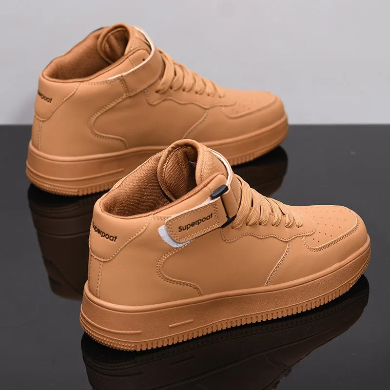 Men's High-Top Sneakers White Breathable Sports Shoes Slip-On Mesh Inner Height Increase for Couples  Air Shoes