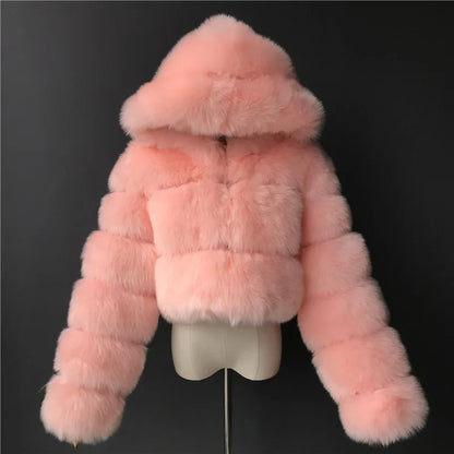Wholesale Fashion Short Women's Faux Fur Coat Custom Warm Winter Jacket Ladies' Customizable Fake Fur Coat