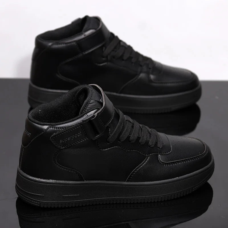 Men's High-Top Sneakers White Breathable Sports Shoes Slip-On Mesh Inner Height Increase for Couples  Air Shoes