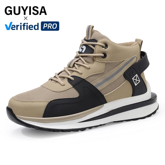 GUYISA Anti-Puncture Safety Shoes with Microfiber Upper Functional Work Boots with Steel Insole PU Outsole New Style