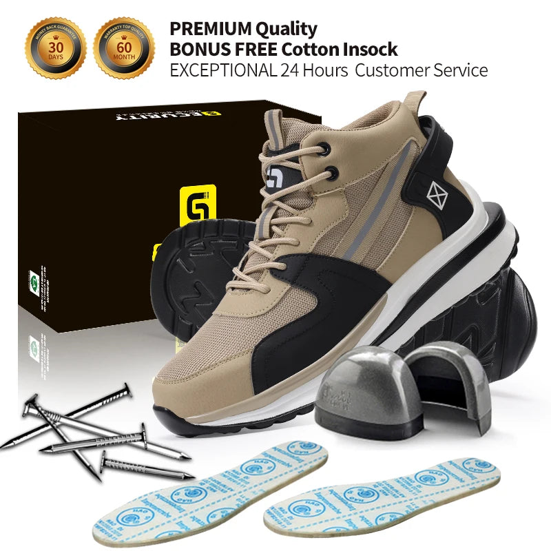 GUYISA Anti-Puncture Safety Shoes with Microfiber Upper Functional Work Boots with Steel Insole PU Outsole New Style