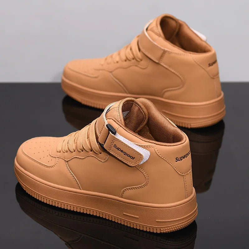 Men's High-Top Sneakers White Breathable Sports Shoes Slip-On Mesh Inner Height Increase for Couples  Air Shoes