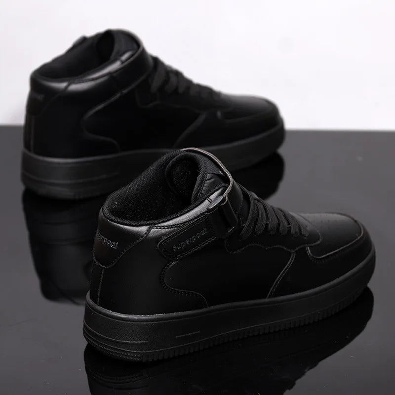 Men's High-Top Sneakers White Breathable Sports Shoes Slip-On Mesh Inner Height Increase for Couples  Air Shoes