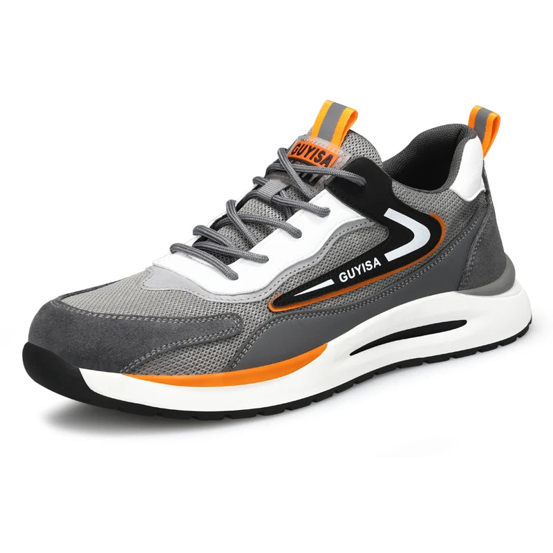 GUYISA Anti-Puncture Safety Shoes with Microfiber Upper Functional Work Boots with Steel Insole PU Outsole New Style