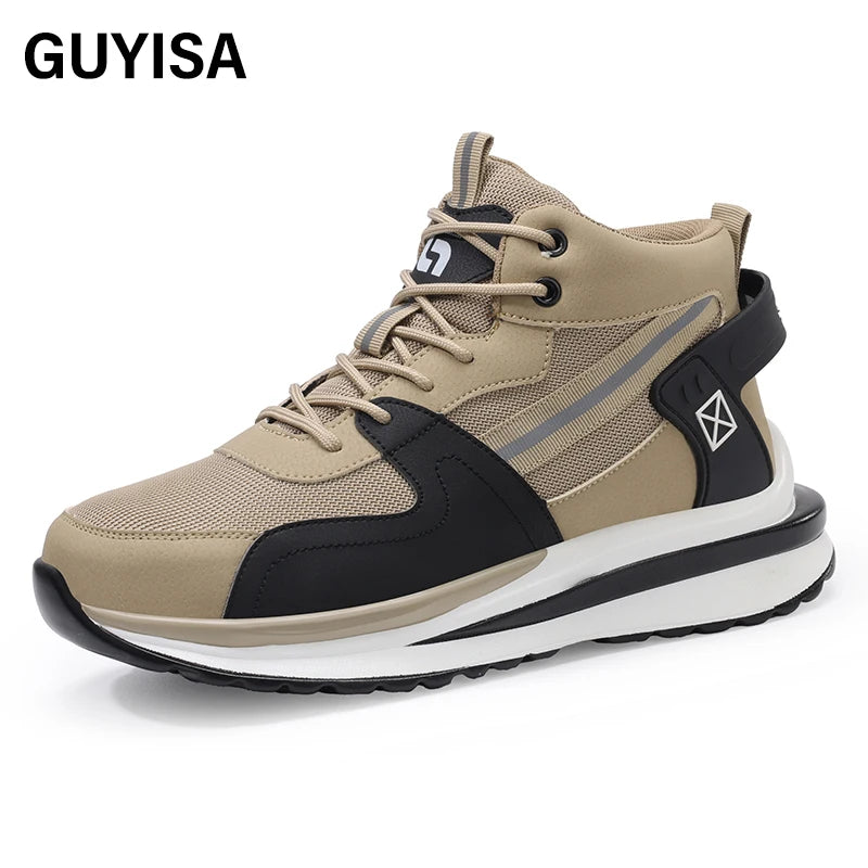 GUYISA Anti-Puncture Safety Shoes with Microfiber Upper Functional Work Boots with Steel Insole PU Outsole New Style