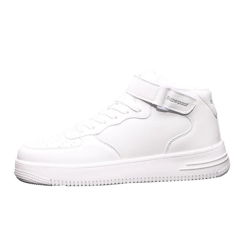 Men's High-Top Sneakers White Breathable Sports Shoes Slip-On Mesh Inner Height Increase for Couples  Air Shoes