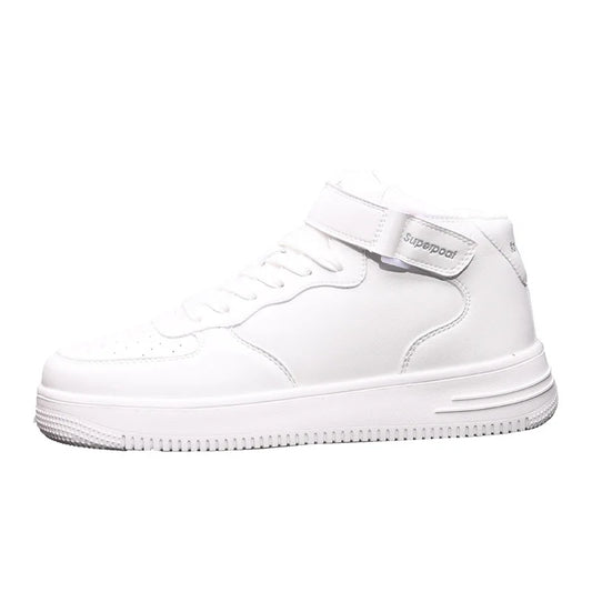 Men's High-Top Sneakers White Breathable Sports Shoes Slip-On Mesh Inner Height Increase for Couples  Air Shoes